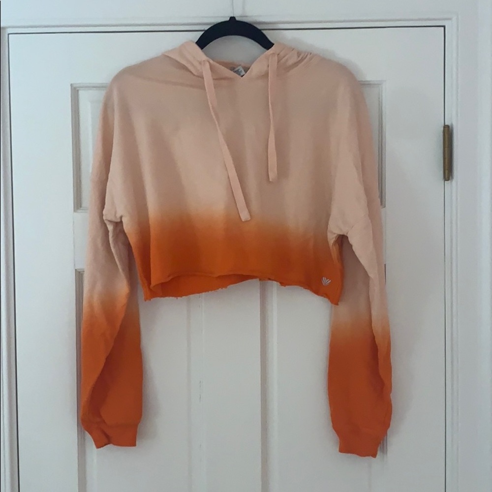 Peach and orange dip dye cropped hoodie